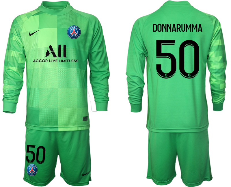 Men 2021-2022 Club Paris St German green goalkeeper Long Sleeve #50 Soccer Jersey